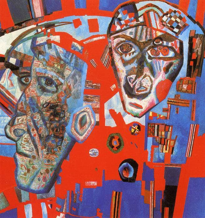 Two Heads by Pavel Filonov — hand-painted abstract oil painting reproduction on canvas