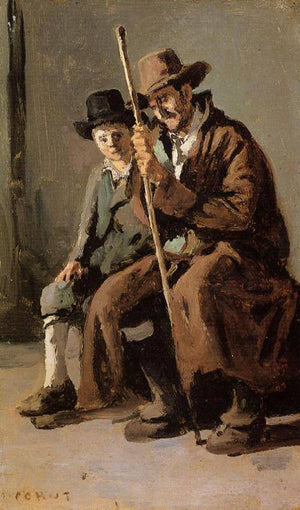 Two Italians, an Old Man and a Young Boy - Camille Corot