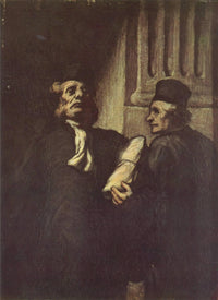 Two Lawyers by Honore Daumier — hand-painted portrait oil painting reproduction on canvas