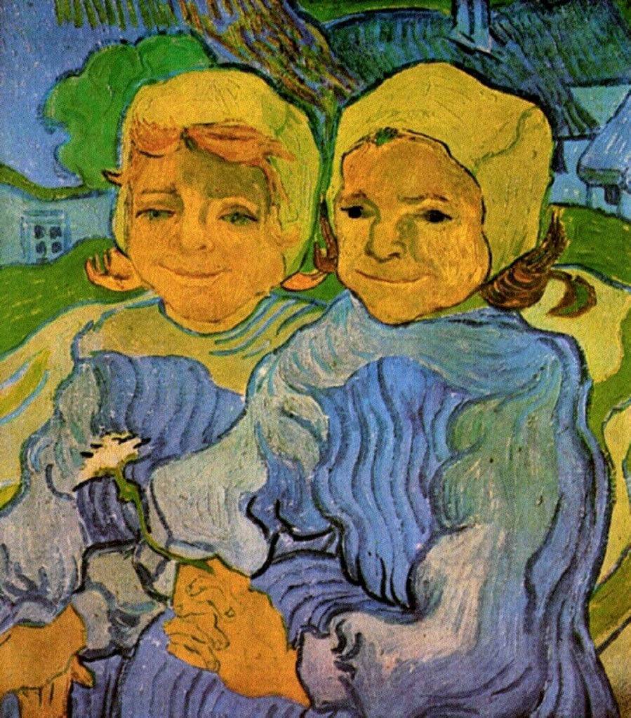 Two Little Girls by Vincent van Gogh — hand-painted portrait oil painting reproduction on canvas