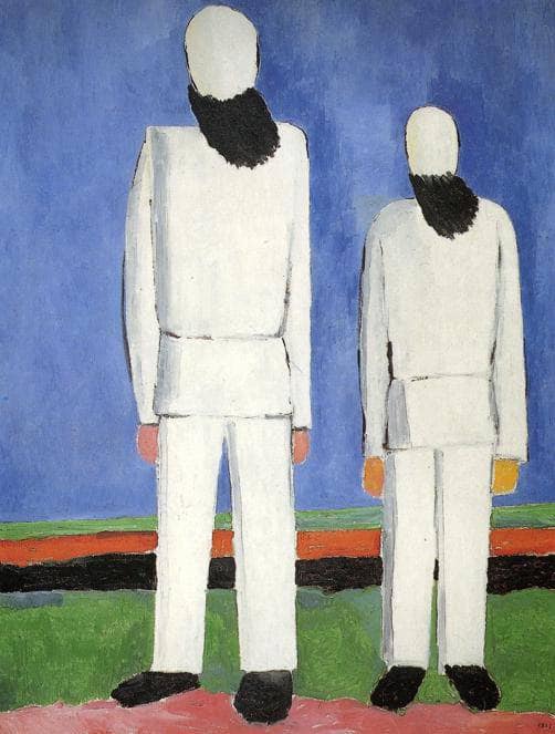 Two Male Figures by Kazimir Malevich — hand-painted abstract oil painting reproduction on canvas