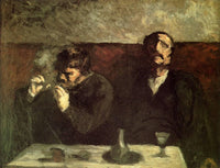 Two Men Sitting with a Table, or the Smokers by Honore Daumier — hand-painted portrait oil painting reproduction on canvas