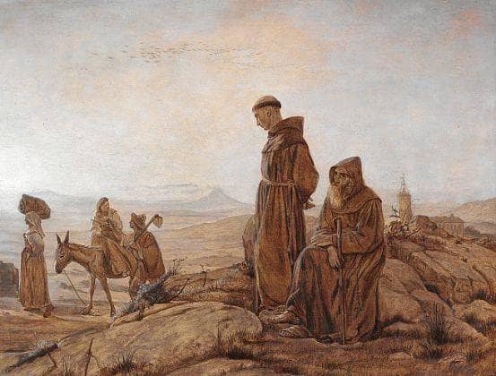 Two monks by Carl Bloch — hand-painted landscape oil painting reproduction on canvas
