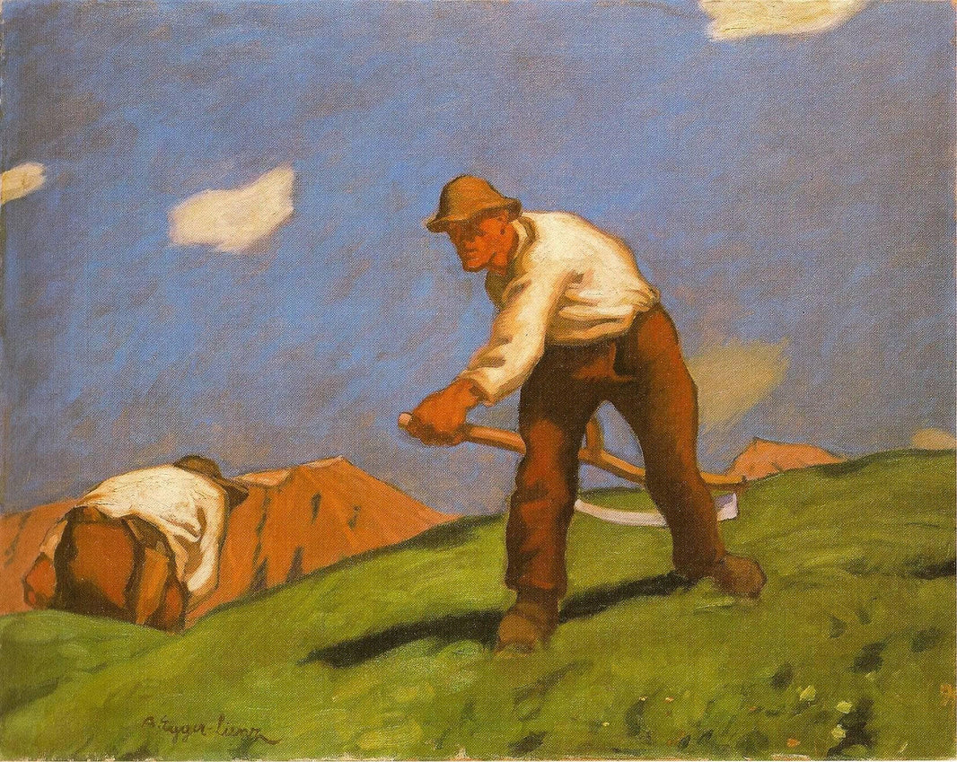 Two Mowers by Albin Egger-Lienz — hand-painted landscape oil painting reproduction on canvas
