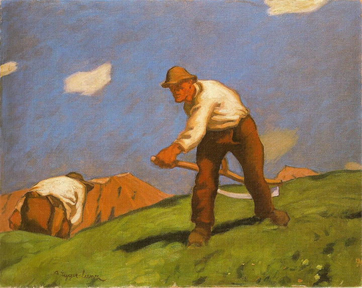 Two Mowers by Albin Egger-Lienz — hand-painted landscape oil painting reproduction on canvas