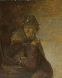 Two Peasants by Adriaen Brouwer — male oil painting wall art, Baroque