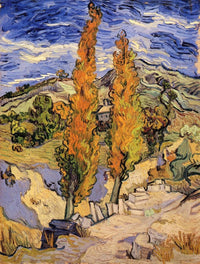 Two Poplars on a Hill by Vincent van Gogh — hand-painted botanical oil painting reproduction on canvas