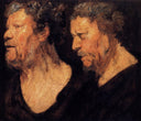 Two studies of the head of Abraham Grapheus by Jacob Jordaens — male oil painting wall art, Baroque