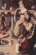 Two Venetian Ladies by Vittore Carpaccio — hand-painted animal oil painting reproduction on canvas