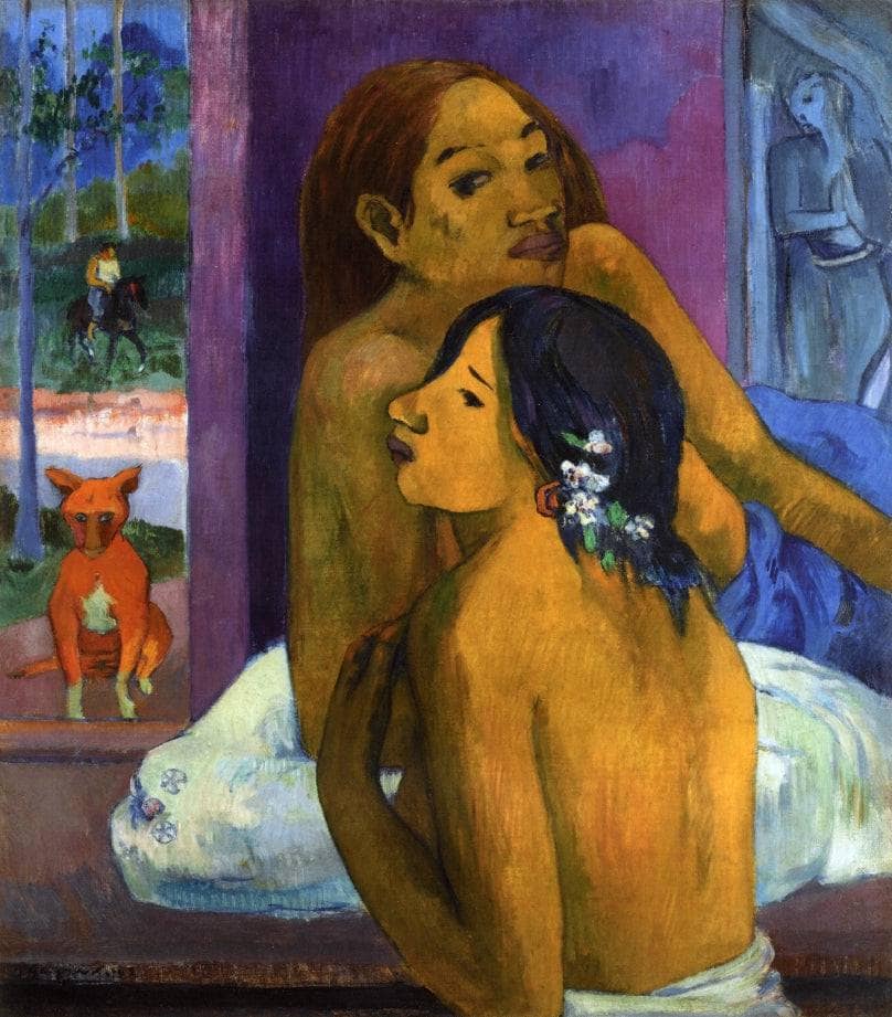 Two women (Flowered hair) by Paul Gauguin — hand-painted portrait oil painting reproduction on canvas