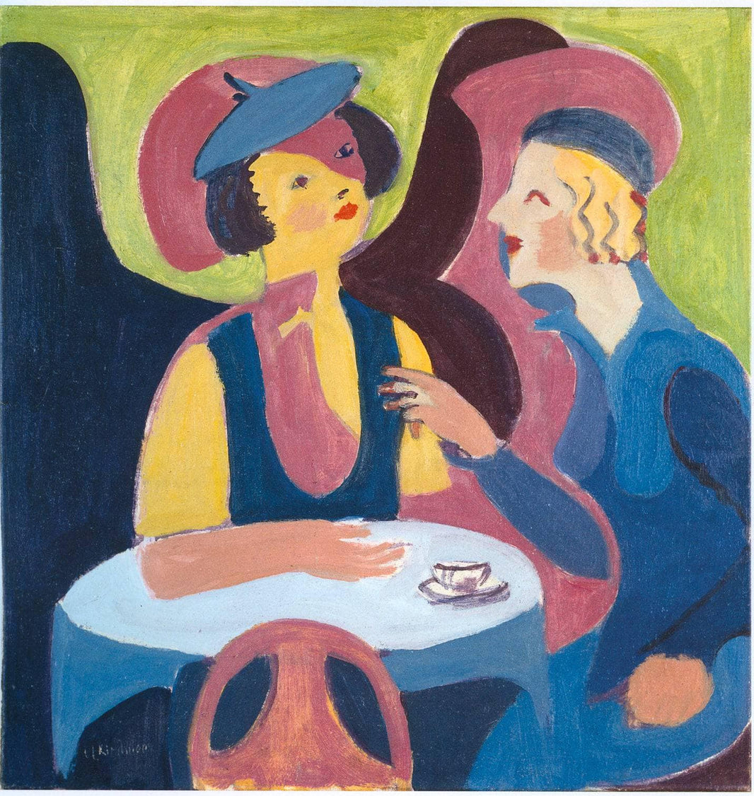 Two Women in a Cafe by Ernst Ludwig Kirchner — hand-painted portrait oil painting reproduction on canvas