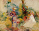 Two Women in a Garden by Pierre-Auguste Renoir — hand-painted portrait oil painting reproduction on canvas