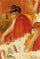 Two Women in Red Robes in kitchen