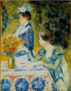 Two Women in the Garden by Georges Lemmen, hand-painted portrait oil painting reproduction on canvas