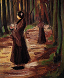 Two Women in the Woods by Vincent van Gogh — hand-painted botanical oil painting reproduction on canvas