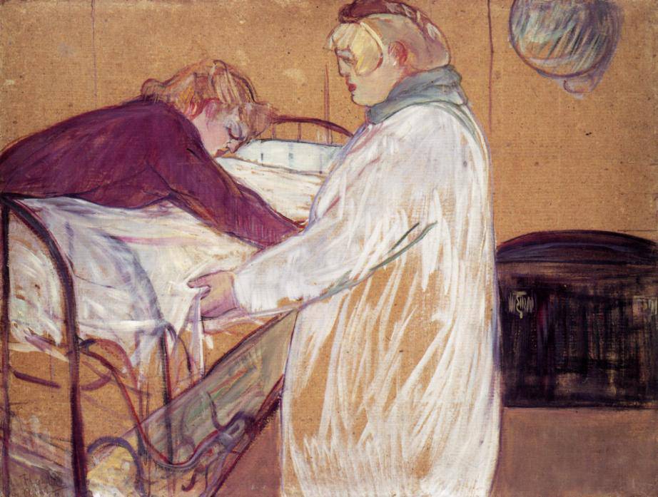 Two Women Making the Bed - Henri de Toulouse-Lautrec