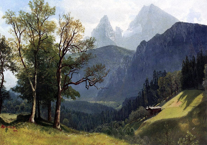 Tyrolean Landscape by Albert Bierstadt — hand-painted botanical oil painting reproduction on canvas