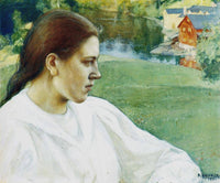 Tyttö Rannalla by Pekka Halonen — hand-painted portrait oil painting reproduction on canvas