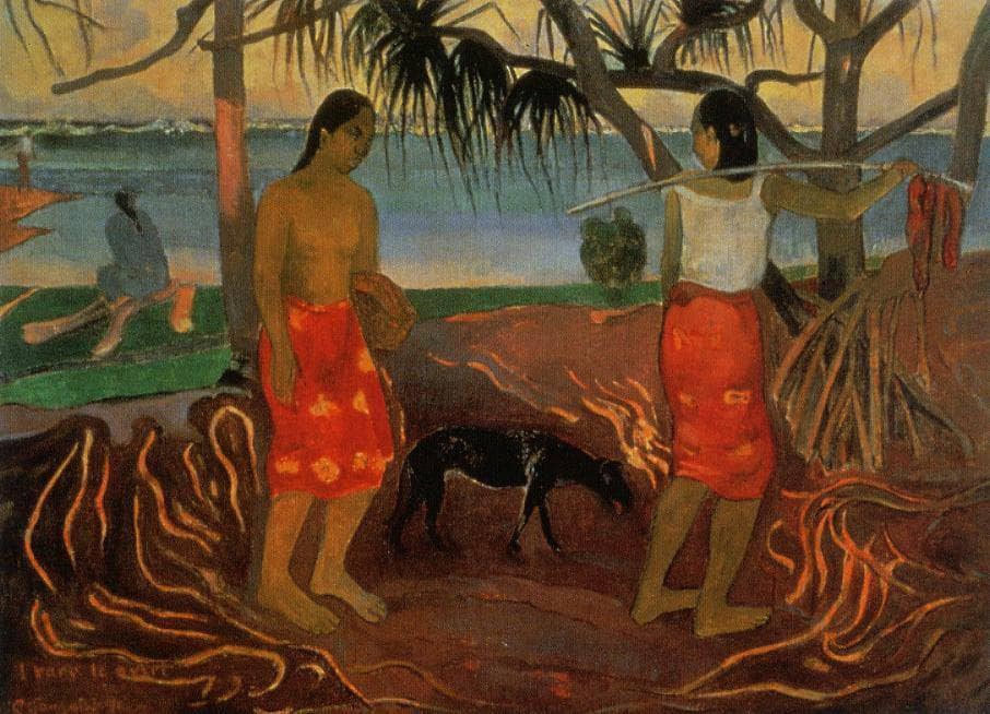 Under the Pandanus by Paul Gauguin — hand-painted animal oil painting reproduction on canvas