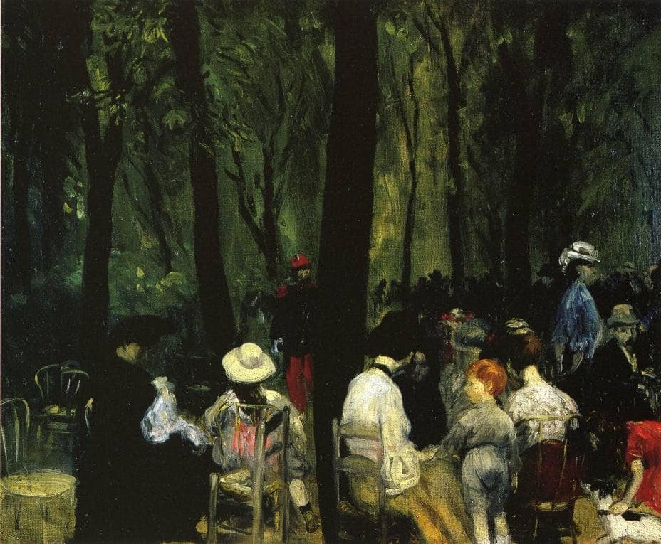 Under the Trees, Luxembourg Gardens by William James Glackens — hand-painted botanical oil painting reproduction on canvas