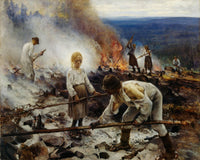 Under the Yoke (Burning the Brushwood) by Eero Järnefelt — hand-painted landscape oil painting reproduction on canvas