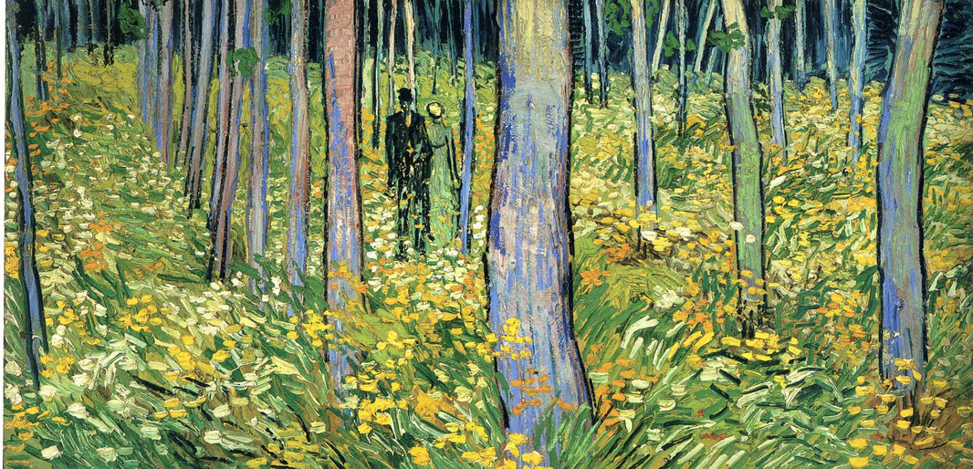 Undergrowth with Two Figures by Vincent van Gogh, hand-painted botanical oil painting reproduction on canvas