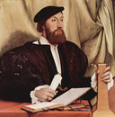 Unknown gentleman with music books and lute by Hans Holbein the Younger — hand-painted portrait oil painting reproduction on canvas