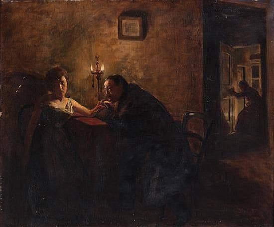 Unwanted Advances by Isidoro Grünhut — hand-painted portrait oil painting reproduction on canvas