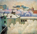 Urban winter landscape by Ilya Mashkov — city oil painting wall art, Post Impressionism