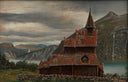 Urnes Stave Church In Sogn by Knud Baade — hand-painted landscape oil painting reproduction on canvas