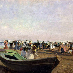 Valencia Beach. Fisherwomen. by Joaquín Sorolla — Oil Painting Reproduction