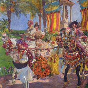 Valencia, Couples on horseback by Joaquín Sorolla — Oil Painting Reproduction