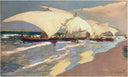 Valencian boats by Joaquín Sorolla — hand-painted landscape oil painting reproduction on canvas