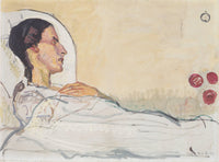 Valentine Gode Darel in hospital bed by Ferdinand Hodler — hand-painted portrait oil painting reproduction on canvas