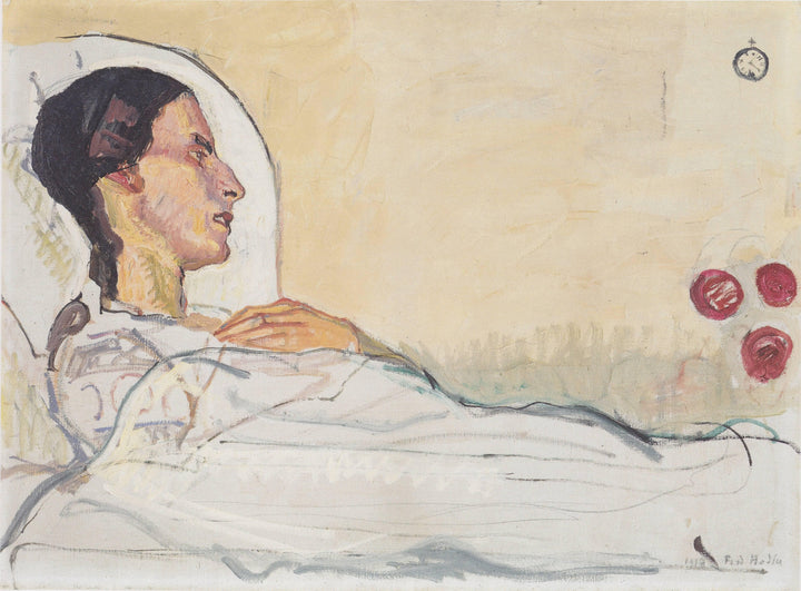Valentine Gode Darel in hospital bed by Ferdinand Hodler — hand-painted portrait oil painting reproduction on canvas