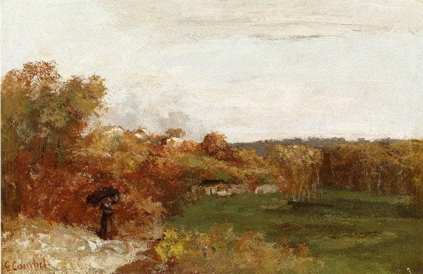 Valley at Fontcouvert by Gustave Courbet — hand-painted landscape oil painting reproduction on canvas