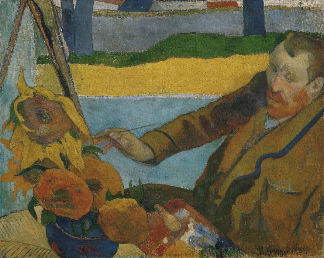 Van Gogh Painting Sunflowers by Paul Gauguin — hand-painted landscape oil painting reproduction on canvas
