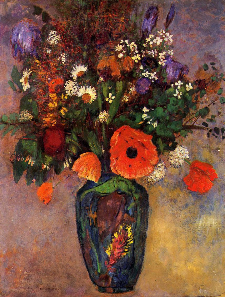 Vase de Fleurs by Odilon Redon — hand-painted botanical oil painting reproduction on canvas