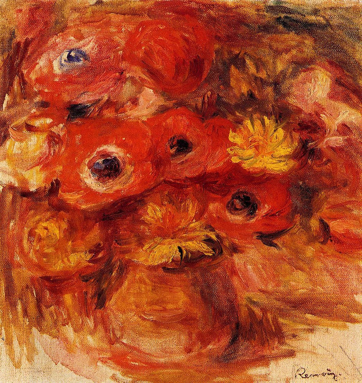Vase of Anemones by Pierre-Auguste Renoir — hand-painted still oil painting reproduction on canvas