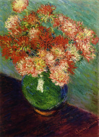 Vase of Chrysanthemums by Claude Monet — hand-painted botanical oil painting reproduction on canvas