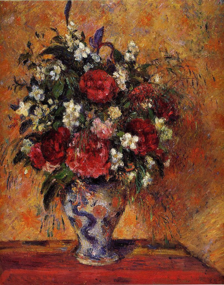 Vase of Flowers by Camille Pissarro — hand-painted botanical oil painting reproduction on canvas