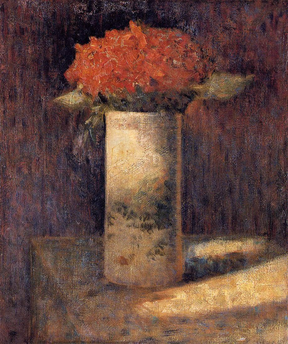 Vase of Flowers by Georges Seurat — hand-painted botanical oil painting reproduction on canvas