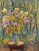 Vase of Flowers in a Garden by Henri Martin — flower oil painting wall art, Divisionism