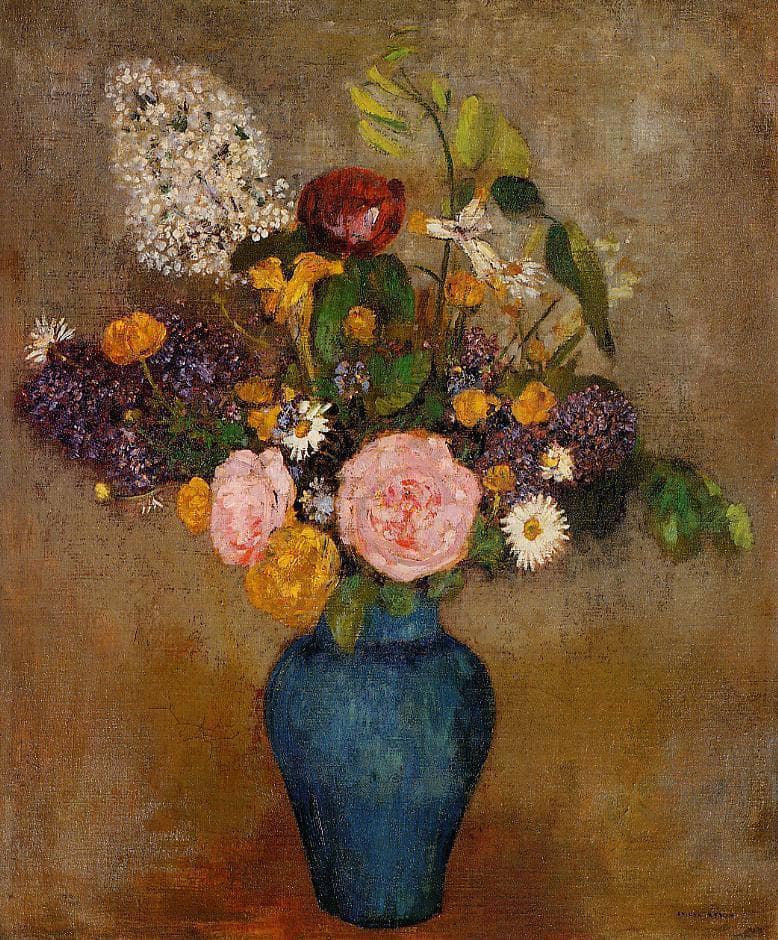 Vase of Flowers by Odilon Redon — hand-painted botanical oil painting reproduction on canvas
