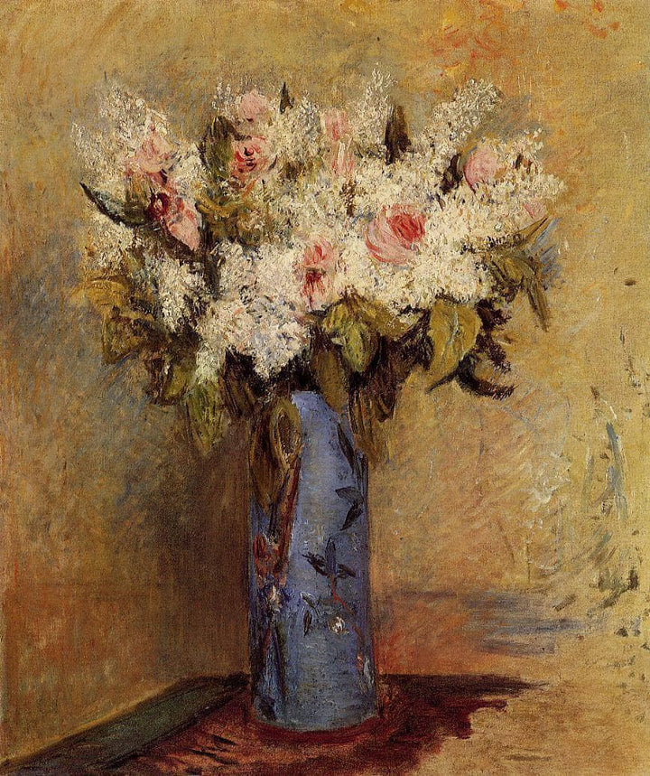Vase of Lilacs and Roses by Pierre-Auguste Renoir — hand-painted botanical oil painting reproduction on canvas