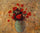 Vase of poppies in hallway
