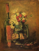 Vase with Carnations and Bottle by Vincent van Gogh — hand-painted botanical oil painting reproduction on canvas