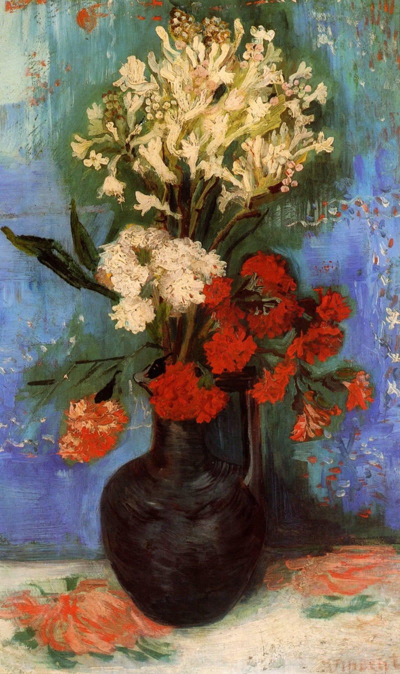 Vase with Carnations and Other Flowers on gallery wrap