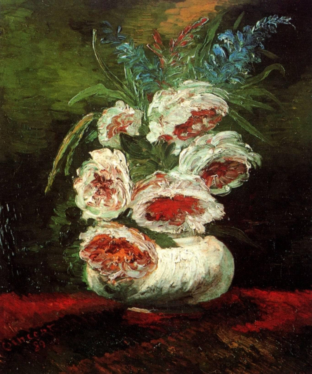 Vase with Peonies by Vincent van Gogh — hand-painted botanical oil painting reproduction on canvas