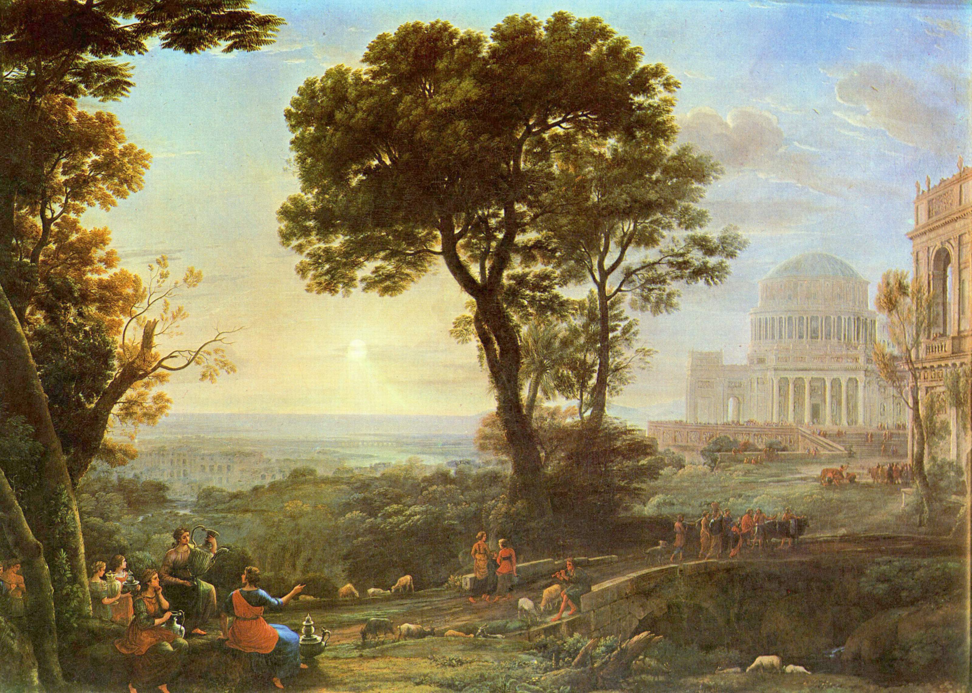 Veduta of Delphi, with a sacrificial procession - Claude Lorrain